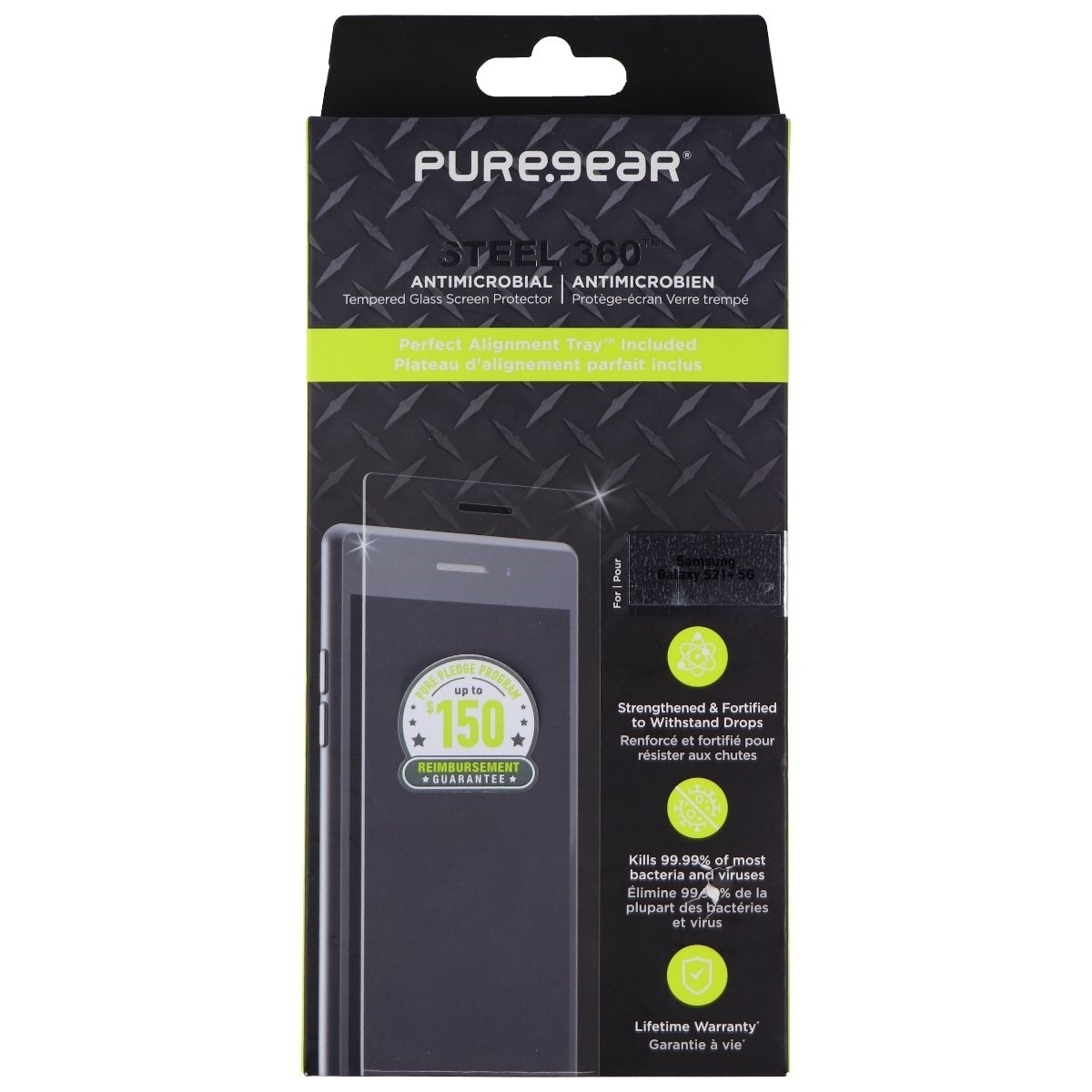 PureGear Steel 360 Tempered Glass Screen Protector For Samsung Galaxy S21+ 5G