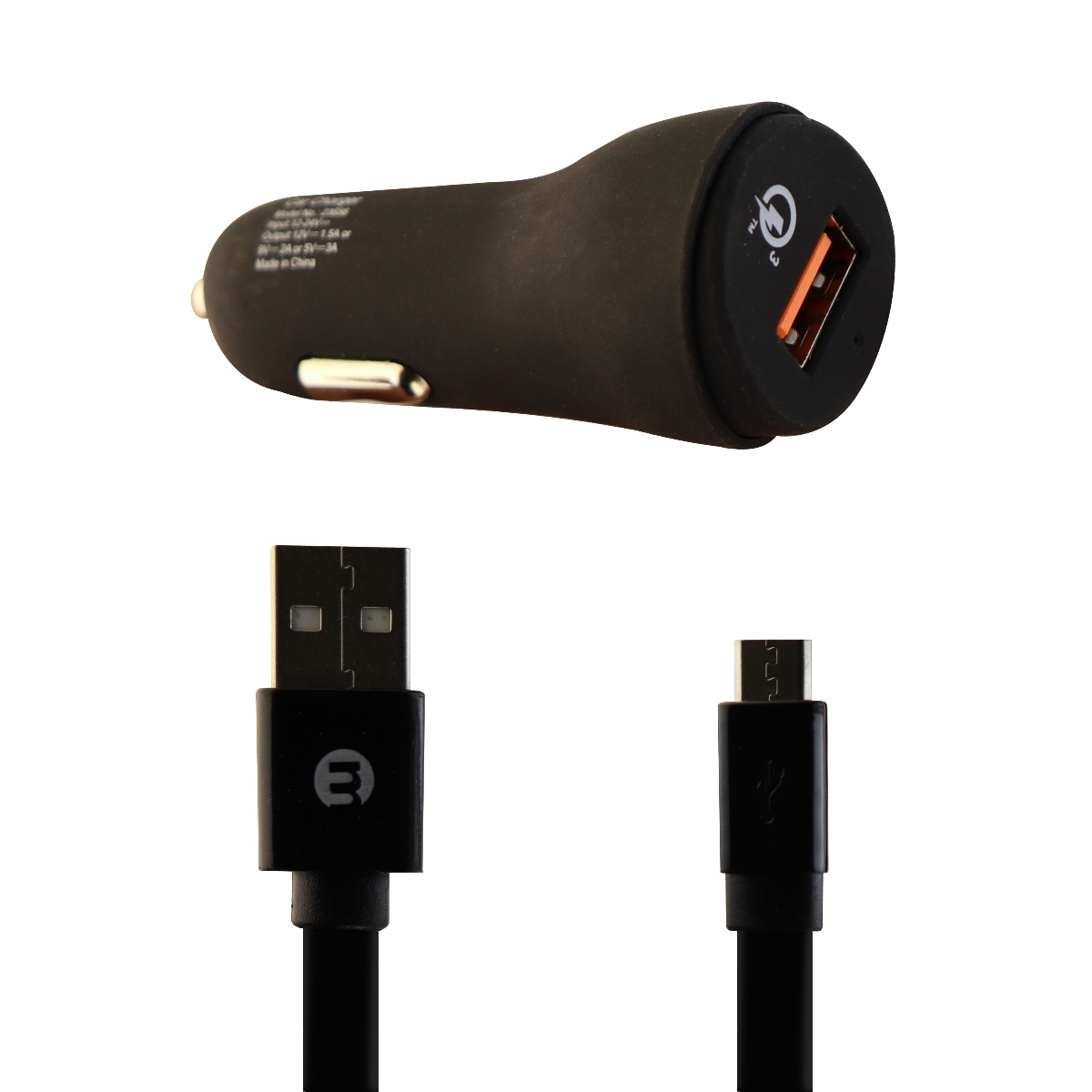 MWorks MPower Car Charger With Micro USB Cable Sync Cable Pack - Black