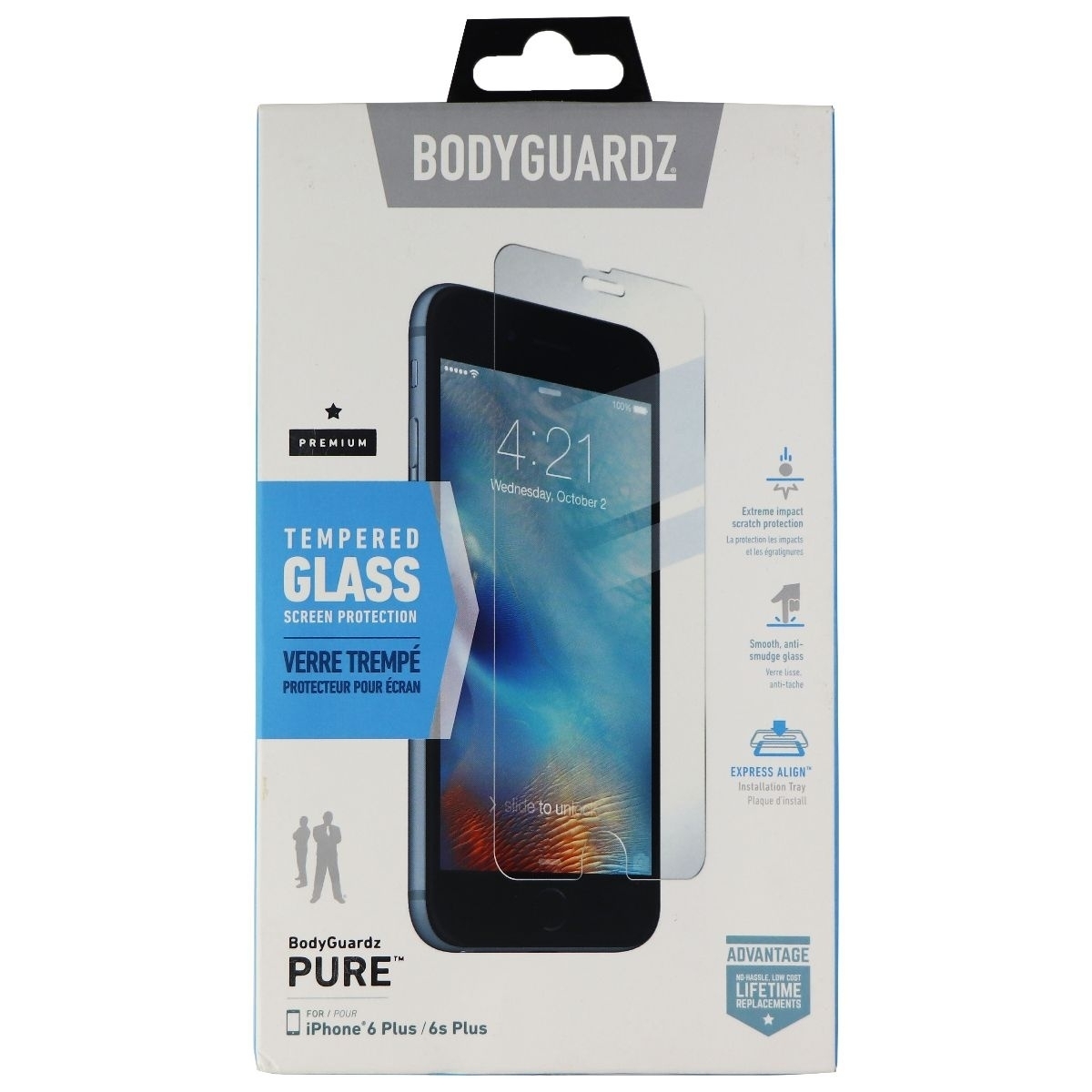 BodyGuardz Pure Tempered Glass Protector For IPhone 6s Plus & 6 Plus - Clear