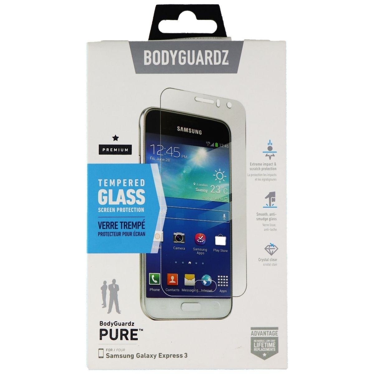 BodyGuardz Pure Series Premium Tempered Glass For Samsung Galaxy Express 3