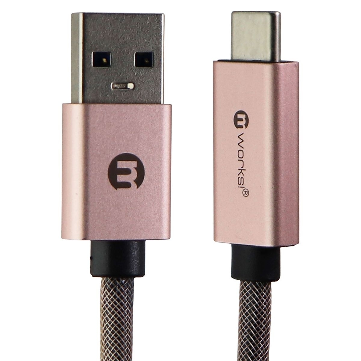 Mworks! MPOWER! (6-Ft) Braided Type-C To USB Charge & Sync Cable - Rose Gold