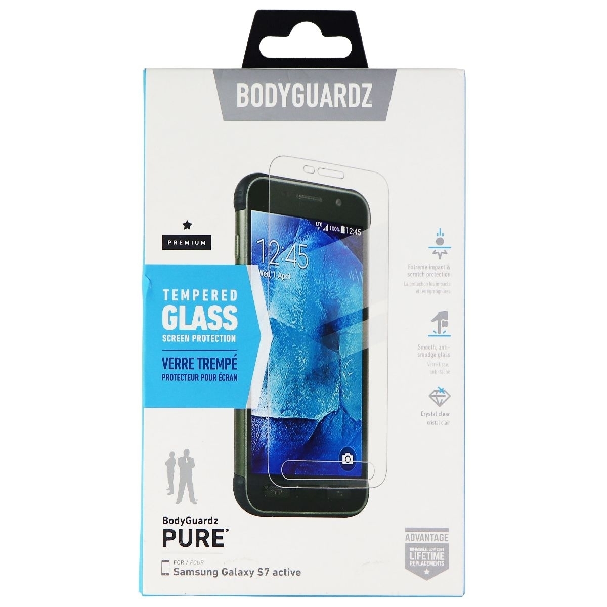BodyGuardz Pure Series Tempered Glass For Samsung Galaxy S7 Active - Clear
