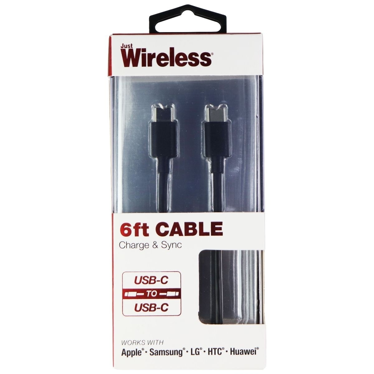 Just Wireless (6-Ft) Charge And Sync USB-C To USB-C Cable - Black