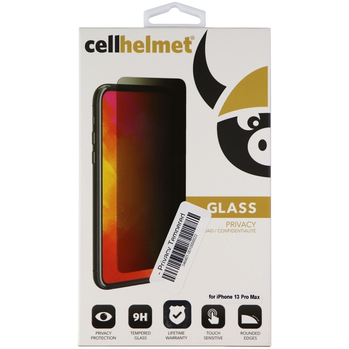 Cellhelmet Privacy Tempered Glass Screen Protector For IPhone 13 Pro Max - Black