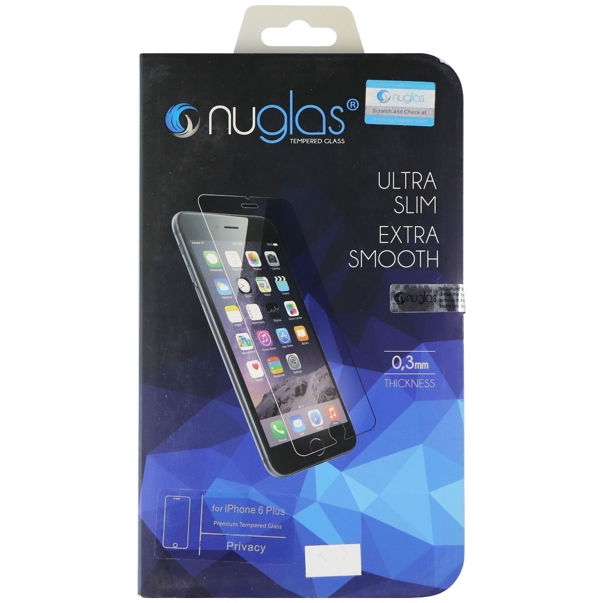 Nuglas Tempered Glass Screen Protector For IPhone 6+ (Plus) - Privacy Tinted