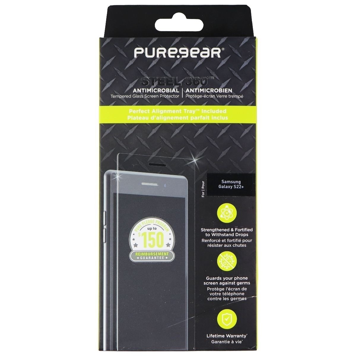 PureGear Steel 360 Tempered Glass For Samsung Galaxy (S22+) - Clear