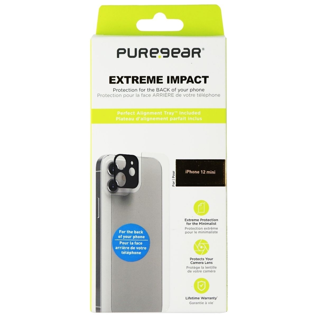 PureGear Extreme Impact Film Screen & Glass Camera Protector For IPhone 12 Mini