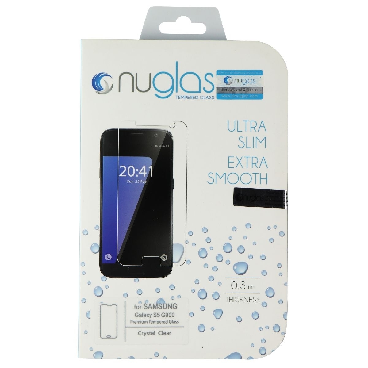 Nuglas Ultra Slim Tempered Glass Screen Protector For Samsung Galaxy S5