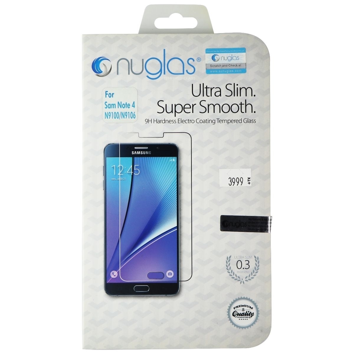 NuGlas Tempered Glass Screen Protector For Samsung Note 4 - Clear