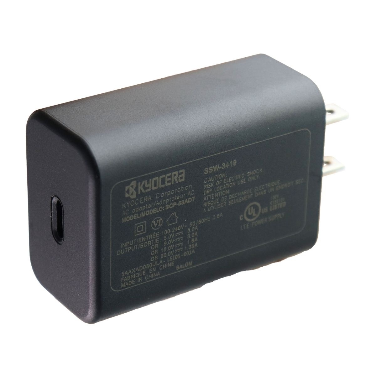 Kyocera (5V/3A) Adaptive AC Charger For Kyocera Smartphones (SCP-53ADT/SSW-3419)