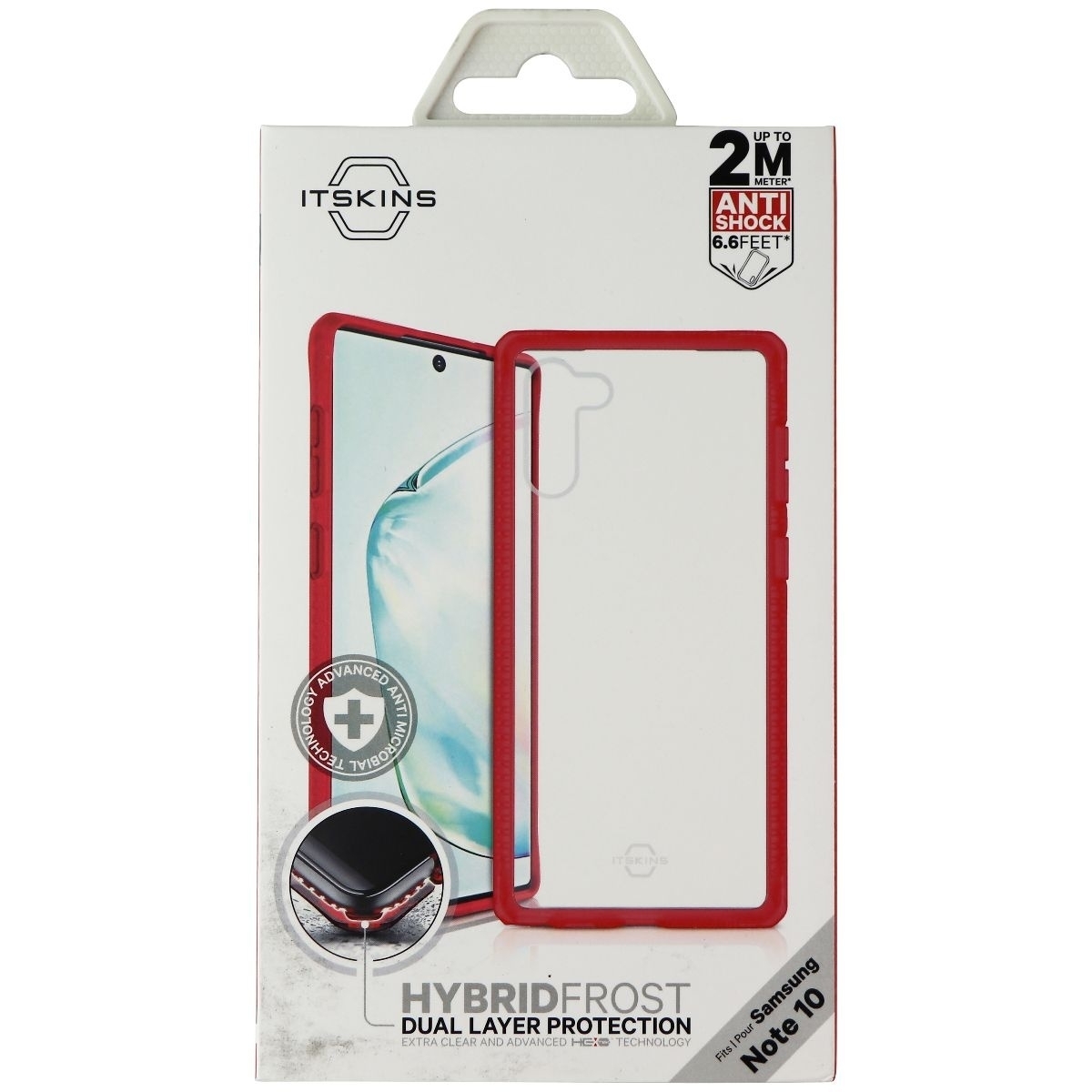 ITSKINS Hybrid Frost Dual Layer Case For Samsung Galaxy Note10 - Red/Clear