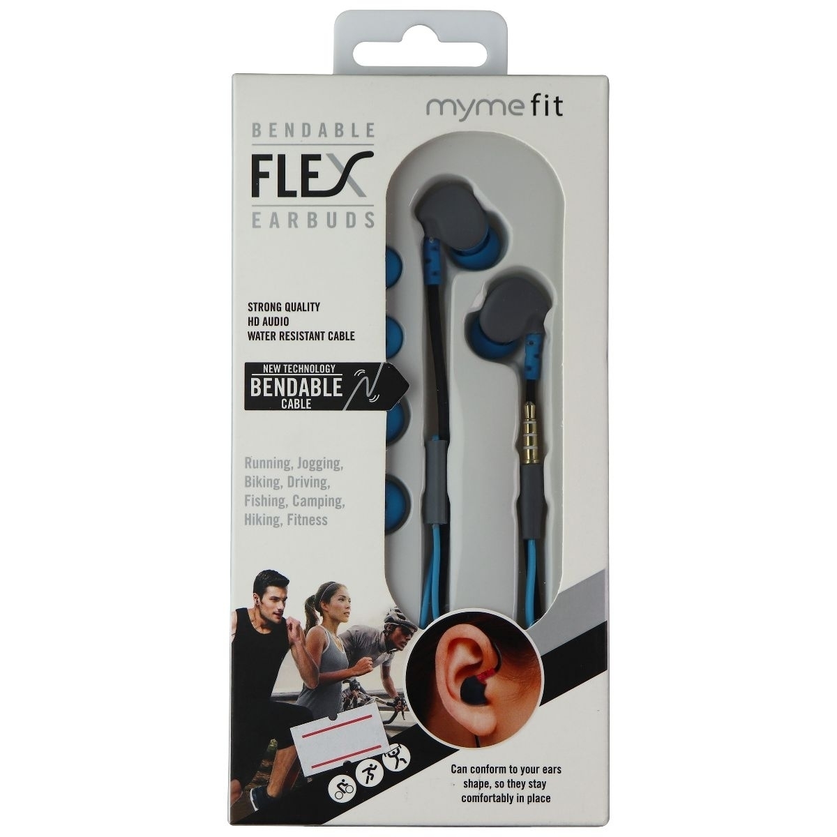 MyMeFit Flex Bendable Earbuds (Universal, 3.5mm) - Blue/Gray
