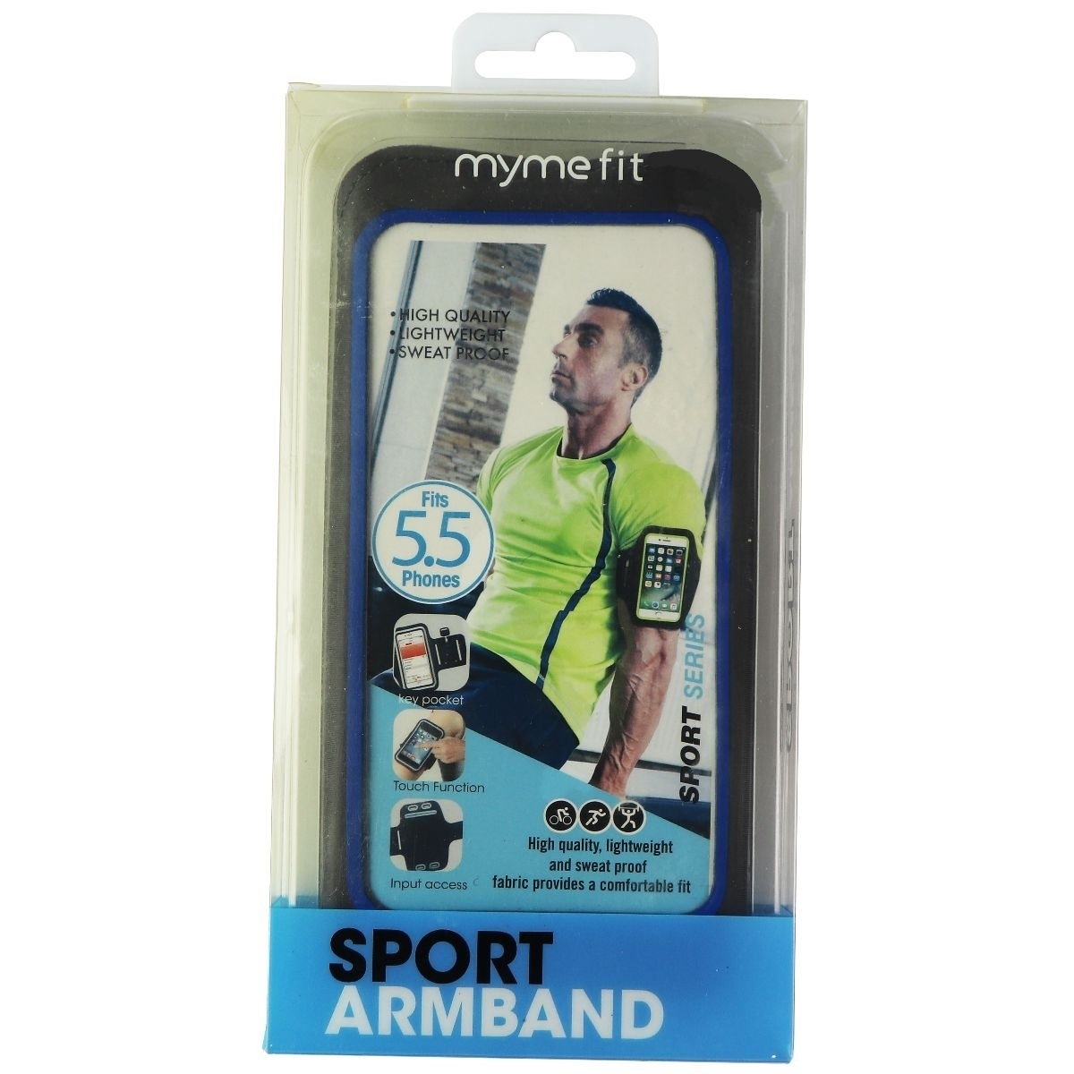 MyMe Fit Sport Workout Armband For Up To 5.5-inch Smartphones/iPods - Black/Blue