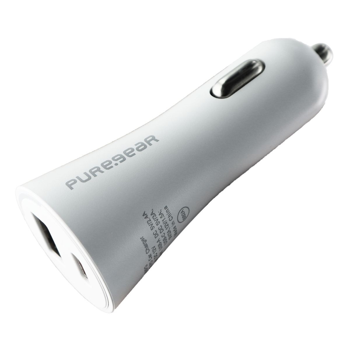PureGear (30-Watt) LightSpeed USB And USB-C Dual Port Car Charger - White