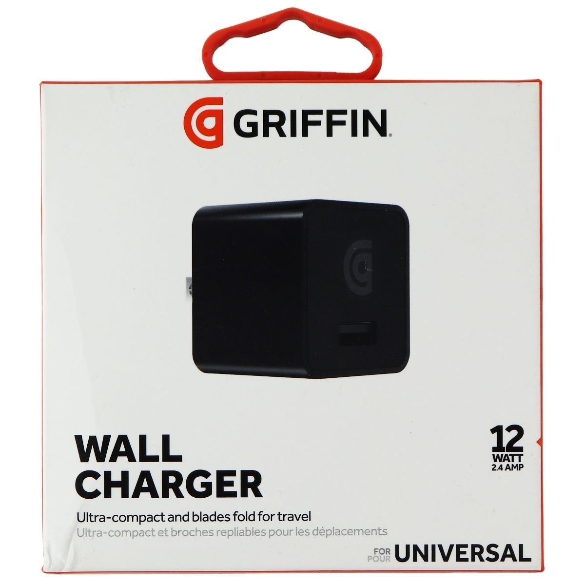 Griffin 12-Watt Single USB 2.4A Wall Charger Travel Adapter - Black (NA36559-3)