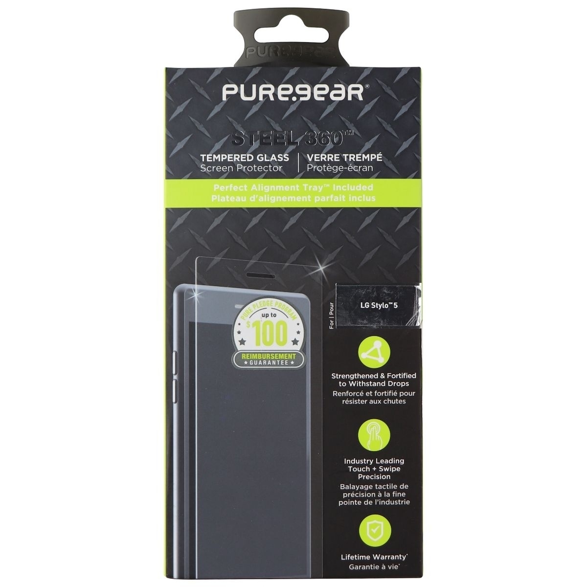 PureGear Steel 360 Tempered Glass For LG Stylo 5 Smartphones - Clear