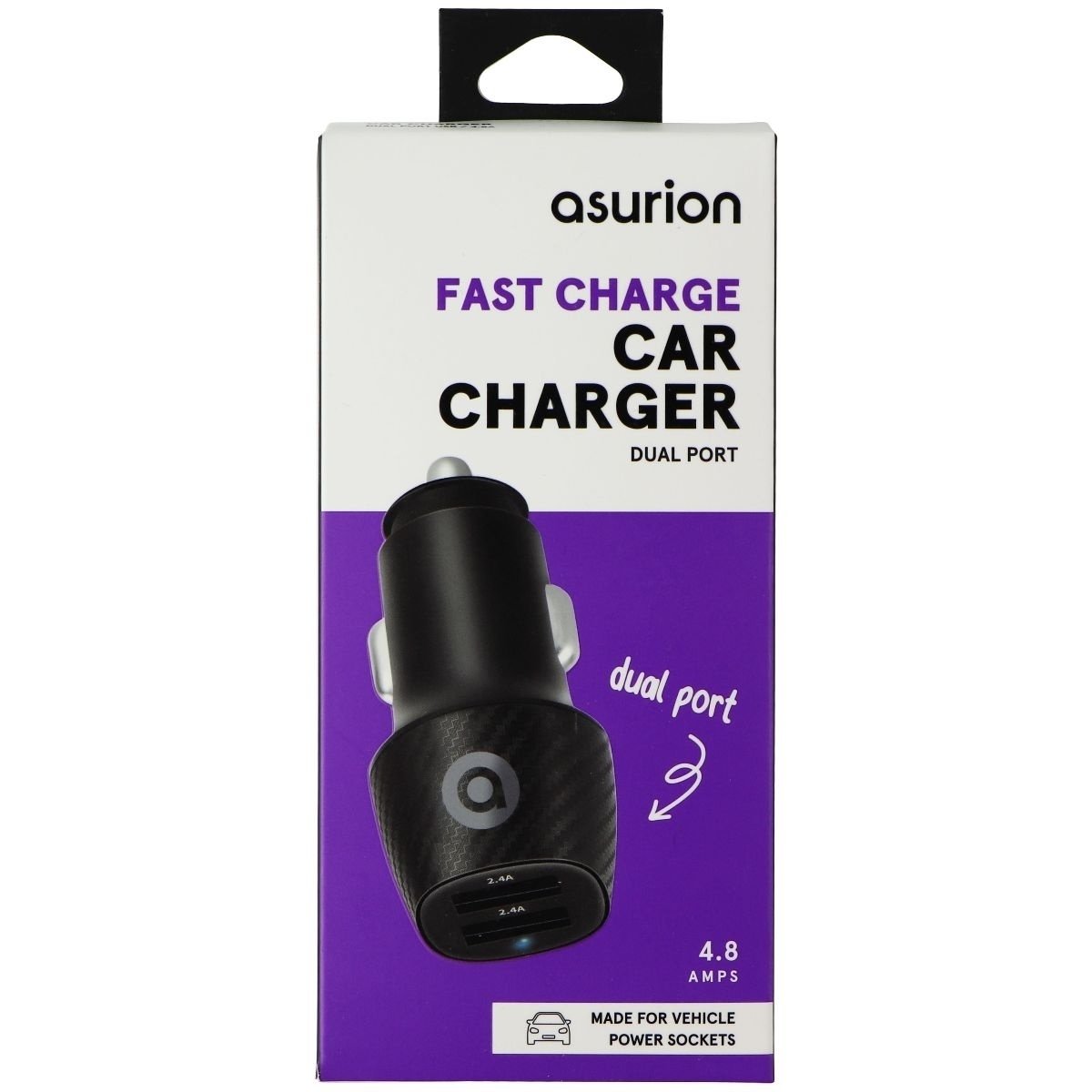 Asurion (4.8A) Fast Charge Dual USB Car Charger - Black/Carbon (383196)