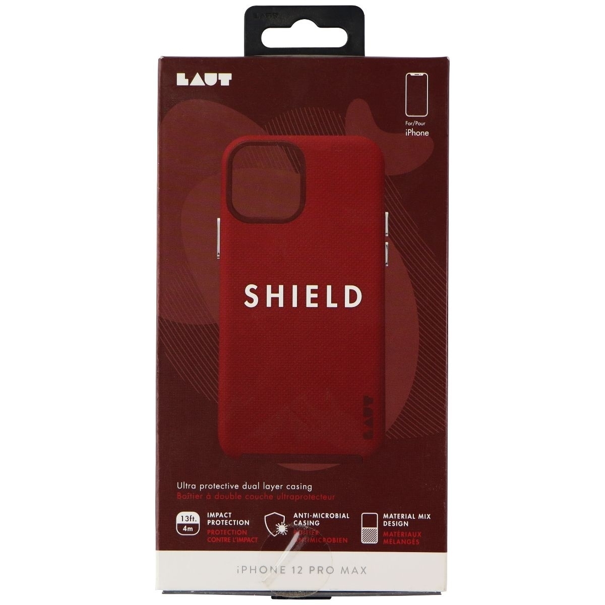 LAUT Shield Series Dual Layer Case For Apple IPhone 12 Pro Max - Crimson Red