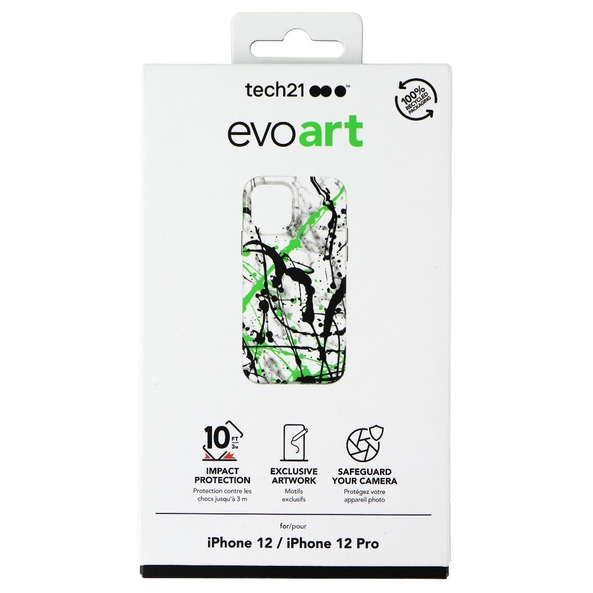 Tech21 EvoArt Case For Apple IPhone 12 And IPhone 12 Pro - White/Green Marble