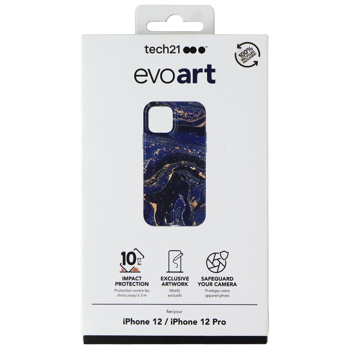Tech21 EvoArt Series Case For Apple IPhone 12 And IPhone 12 Pro - Blue Marbling