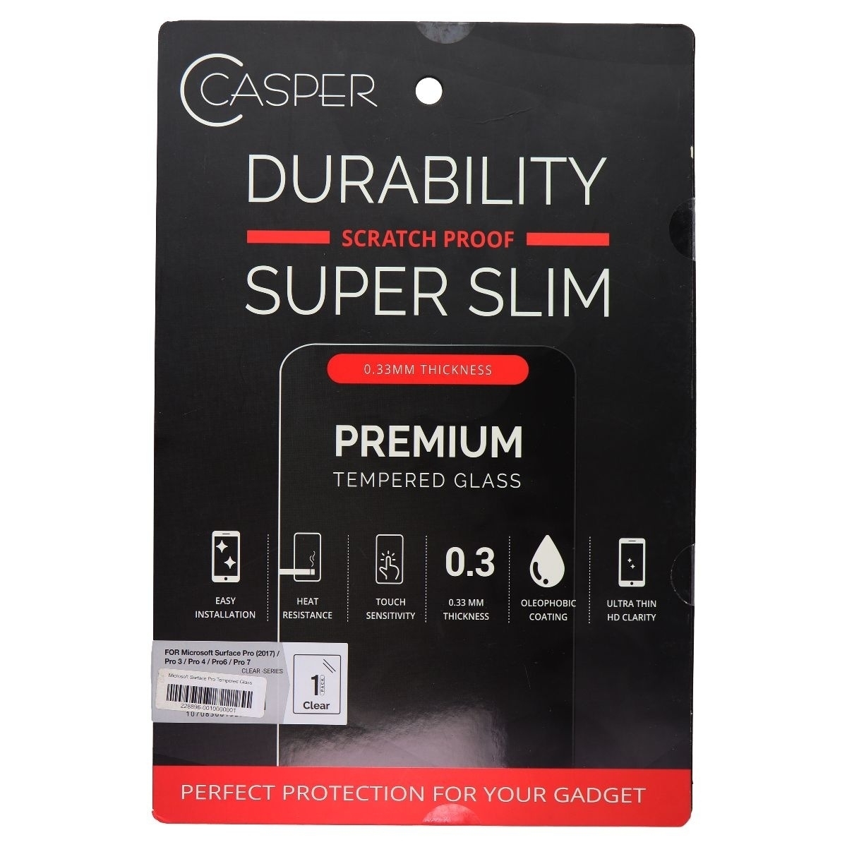 Casper Durability 0.33mm Slim Tempered Glass For Microsoft Surface Pro (2017)