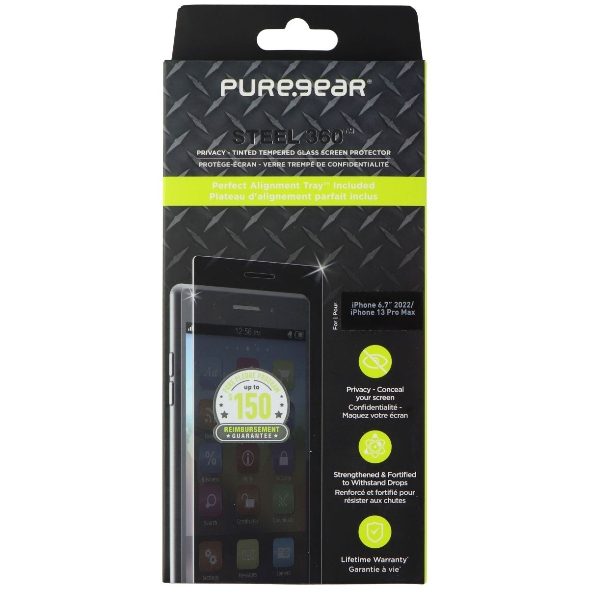 PureGear Steel 360 Privacy Glass Protector For Apple IPhone 14 Plus/13 Pro Max