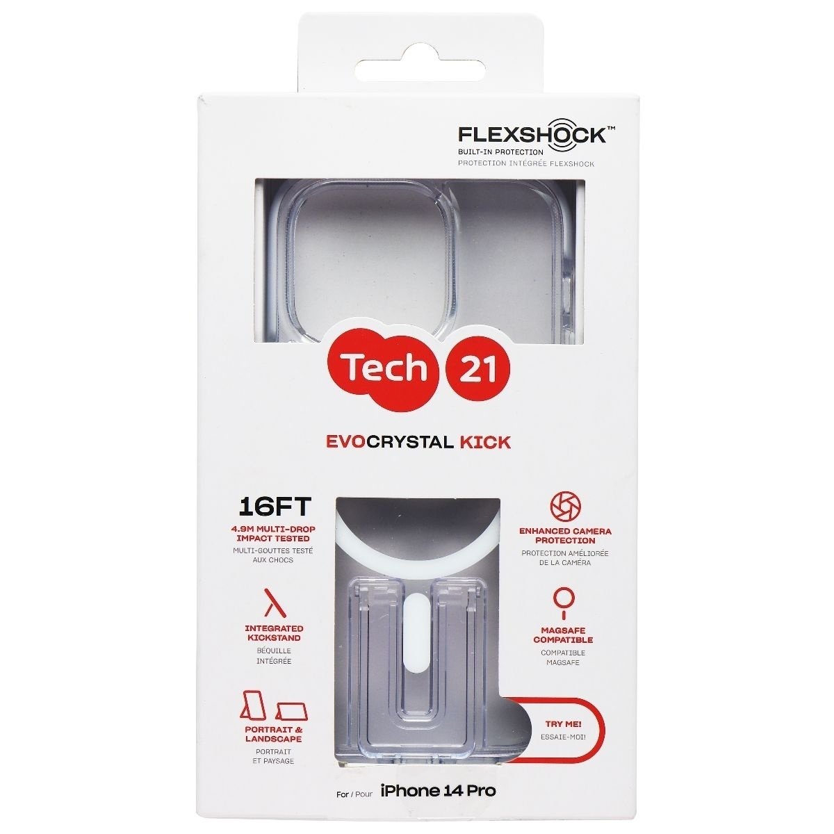 Tech21 Evo Crystal Kick Series Case For MagSafe For Apple IPhone 14 Pro - White