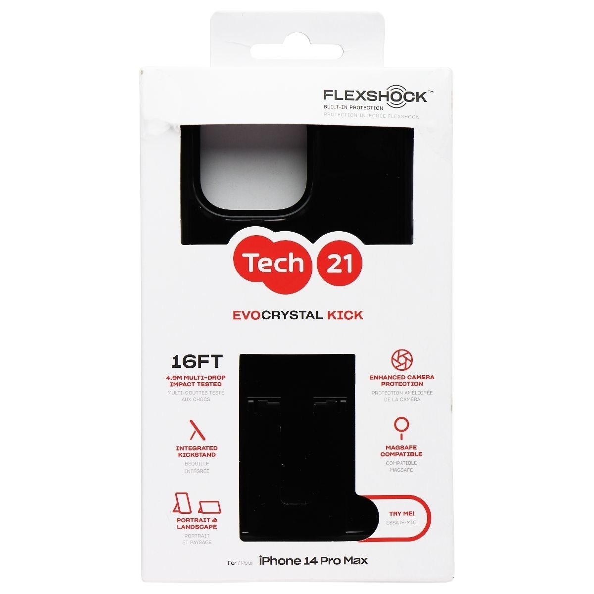 Tech21 Evo Crystal Kick Series Case For MagSafe For IPhone 14 Pro Max - Black