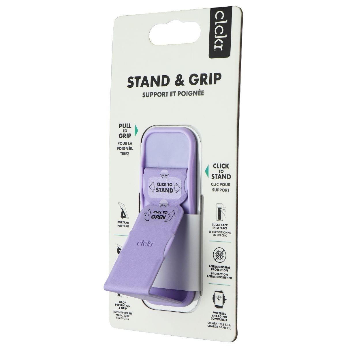 CLCKR Stand & Grip Universal Adhesive Kickstand Grip For Smartphones - Lilac (Refurbished)