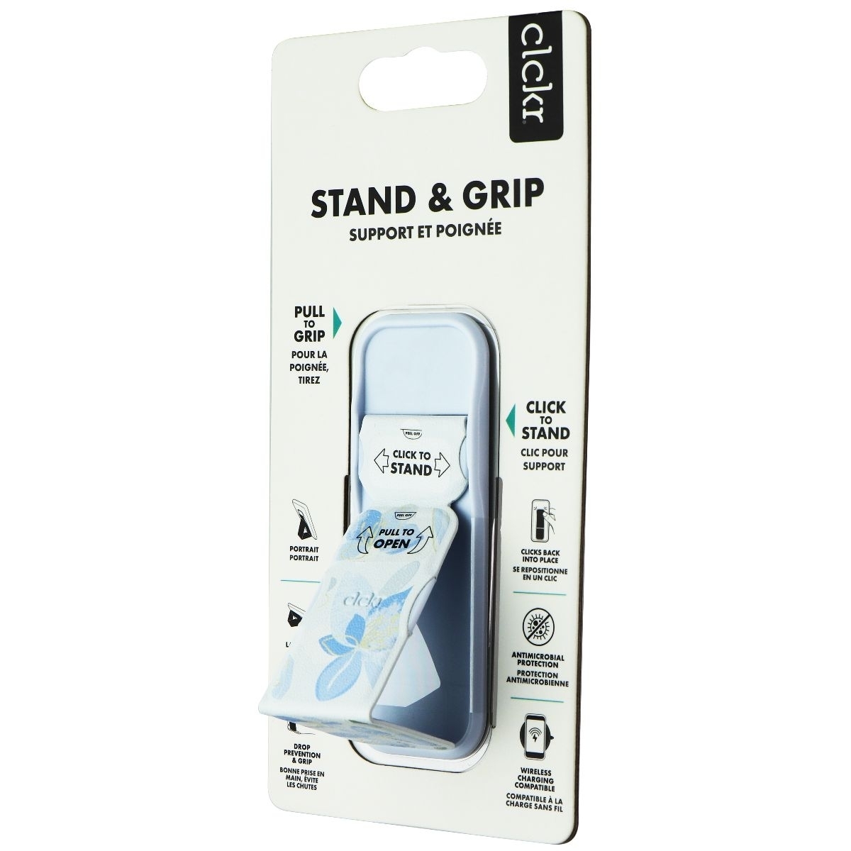 CLCKR Stand & Grip Universal Adhesive Kickstand For Smartphones - Blue Flowers (Refurbished)