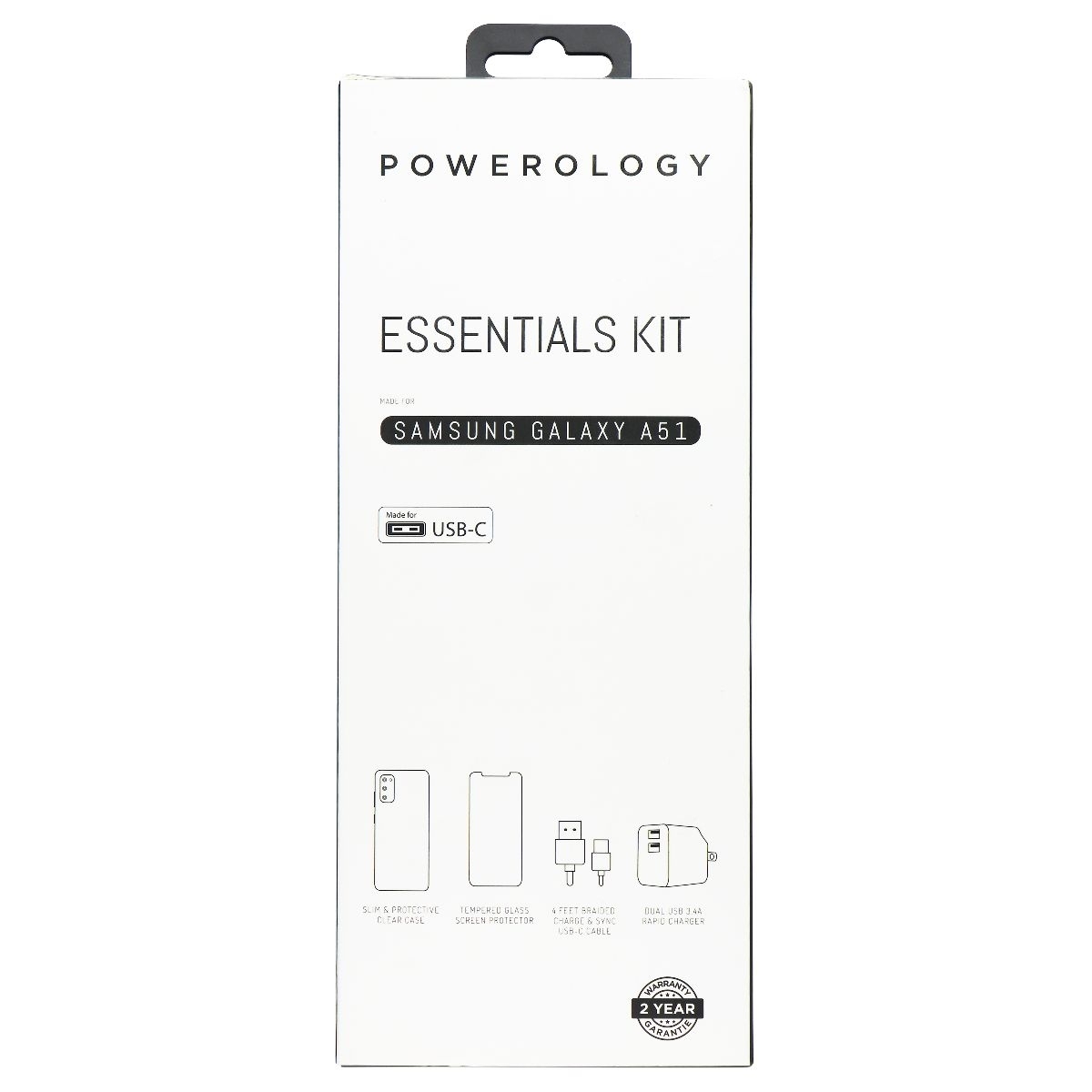 Powerology Essentials Kit W/ Case And Power For Samsung Galaxy A51 - Clear (Refurbished)