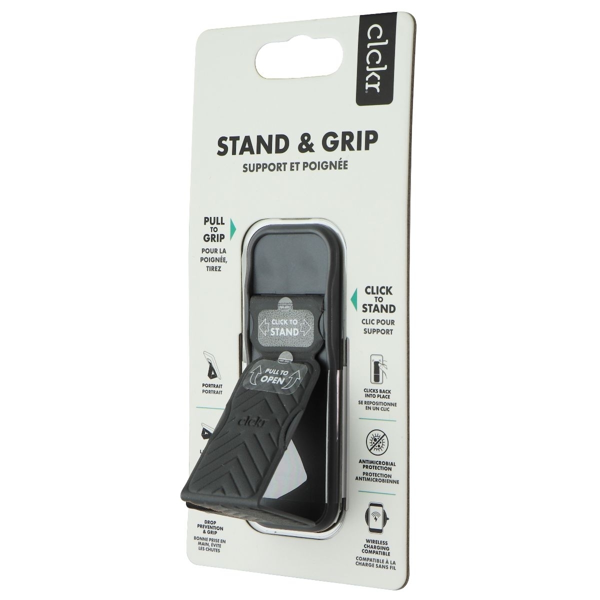 CLCKR Stand & Grip Universal Adhesive Kickstand Grip For Smartphones - Gray (Refurbished)