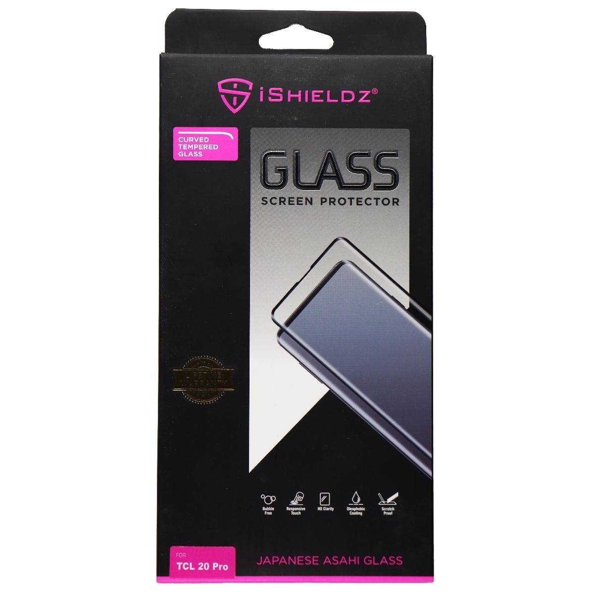 IShieldz Curved Tempered Glass Screen Protector For TCL 20 Pro - Clear (Refurbished)