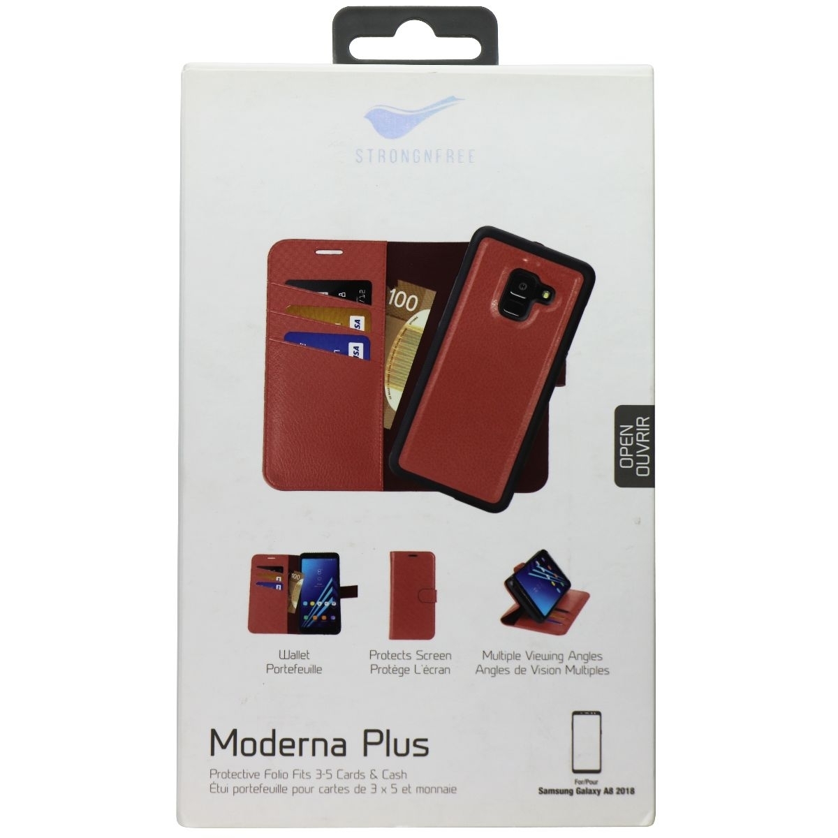 Strongnfree Moderna Plus Folio Wallet Case For Galaxy A8 (2018) - Dusty Red (Refurbished)