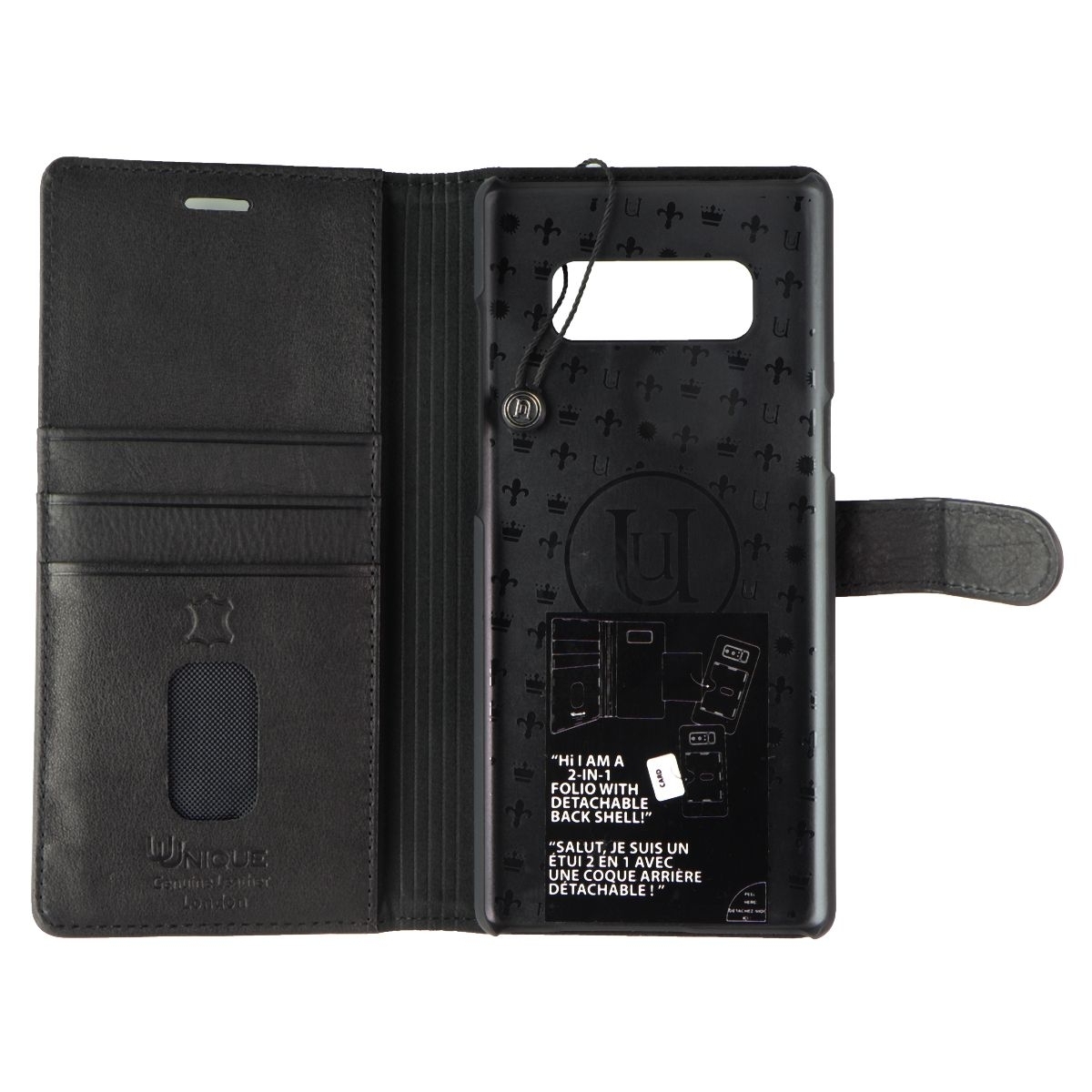 Unique London 2-in-1 Leather Folio + Case For Galaxy Note8 - Black (Refurbished)