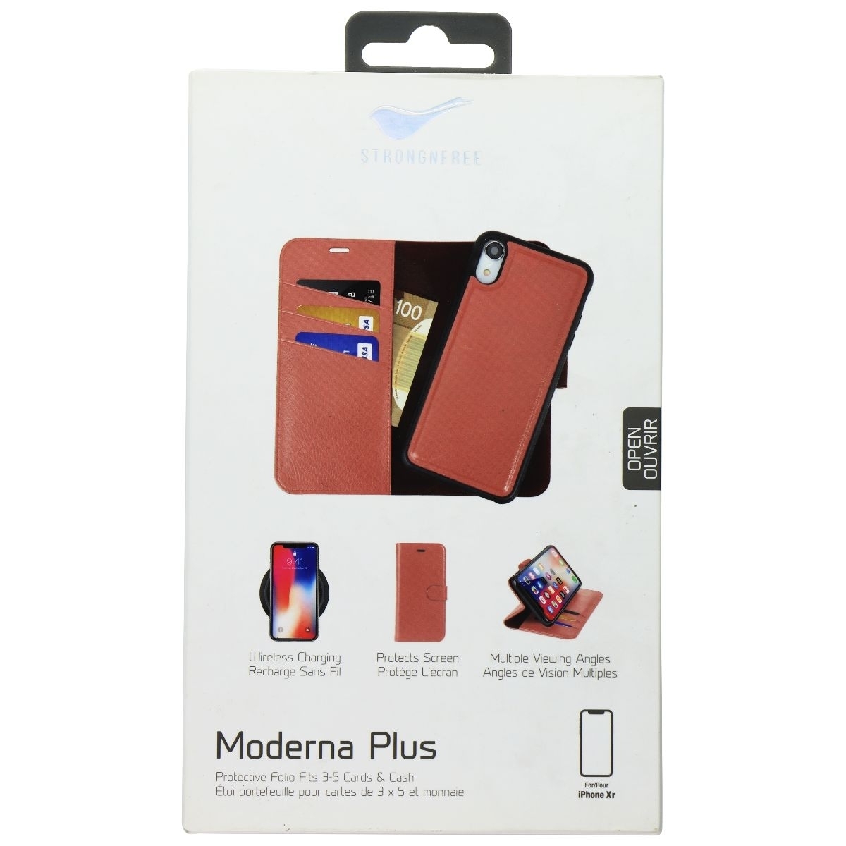 StrongNFree Moderna Plus Series 2-in-1 Wallet Case For IPhone XR - Dusty Red (Refurbished)