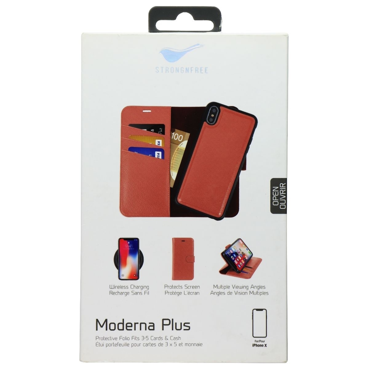 StrongNFree Moderna Plus Series Wallet Case For IPhone Xs And X - Dusty Red (Refurbished)
