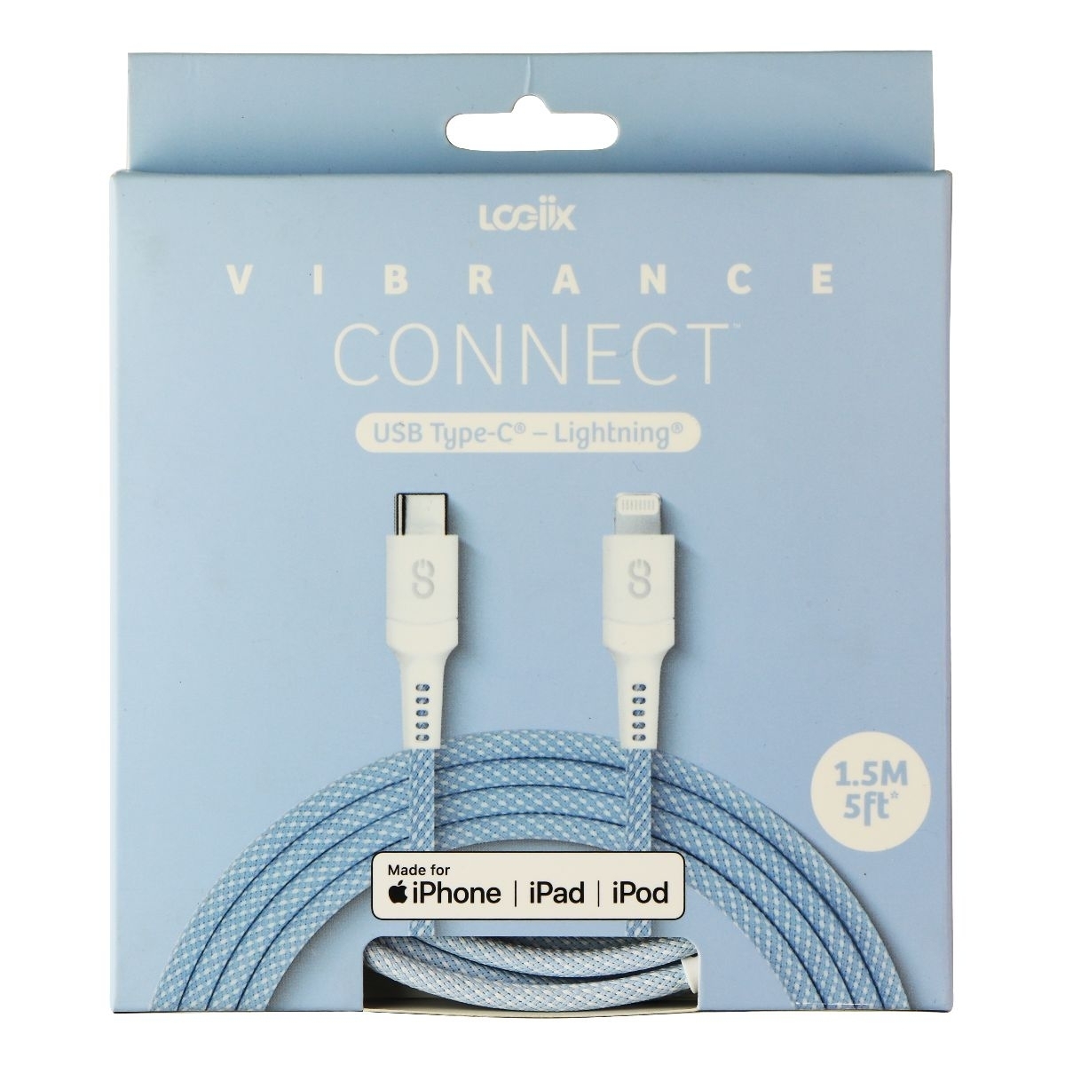 Logiix Vibrance Connect (5-ft) USB-C Type C To Lightning 8-Pin Cable - Blue (Refurbished)