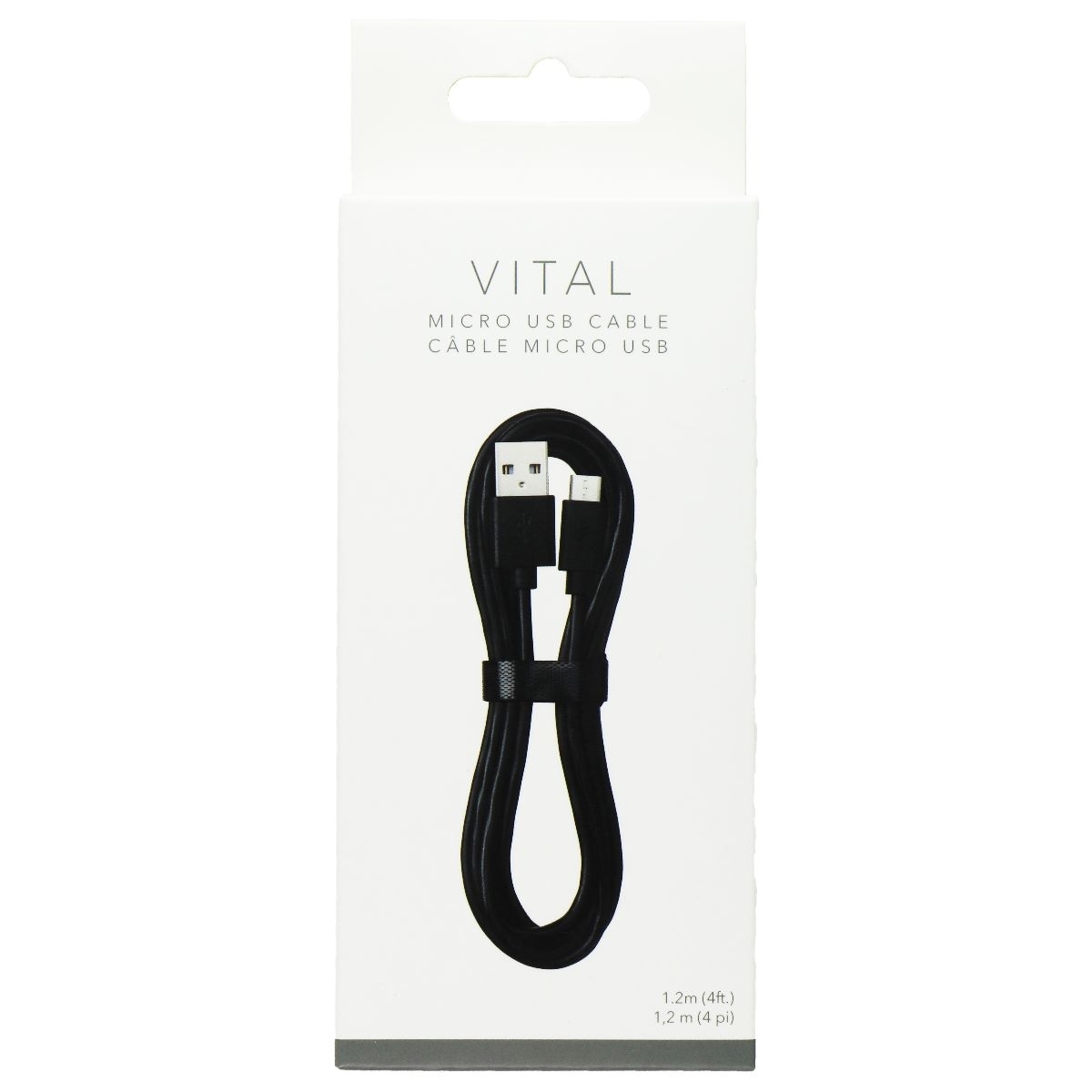 VITAL (4-Ft) Micro-USB To USB Charging Cable - Black (8080451) (Refurbished)