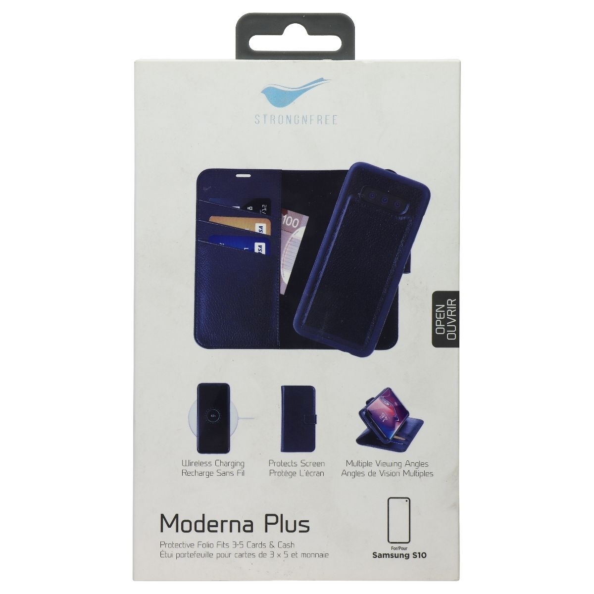 StrongNFree Moderna Plus Series 2-in-1 Wallet Case For Galaxy S10 - Black (Refurbished)