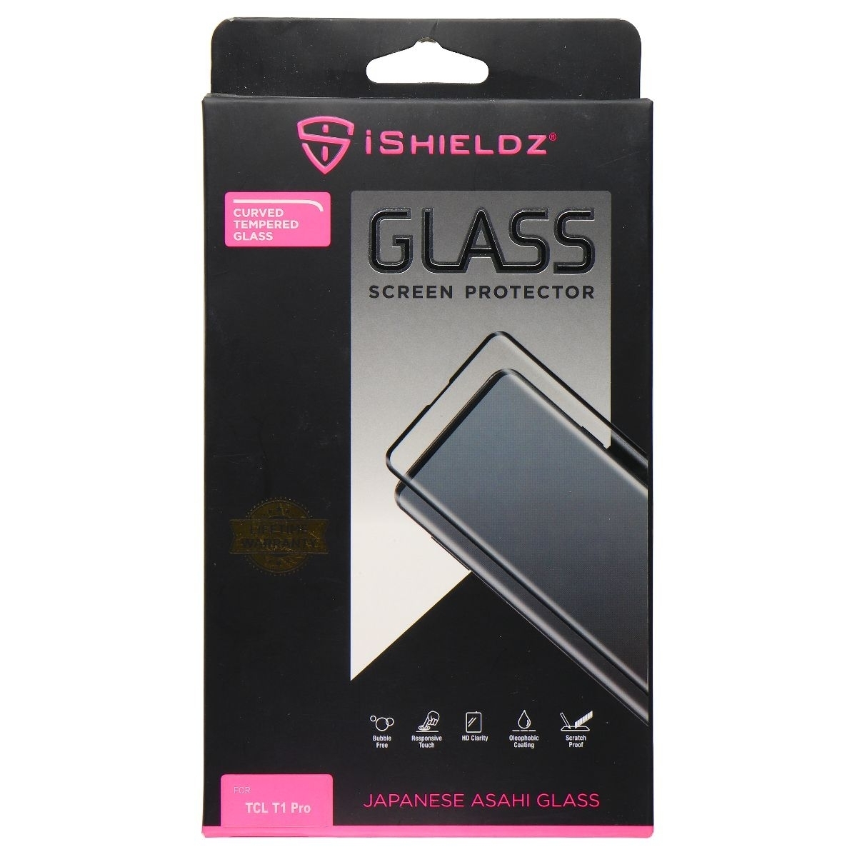 IShieldz Curved Tempered Glass Screen Protector For TCL T1 Pro - Clear (Refurbished)