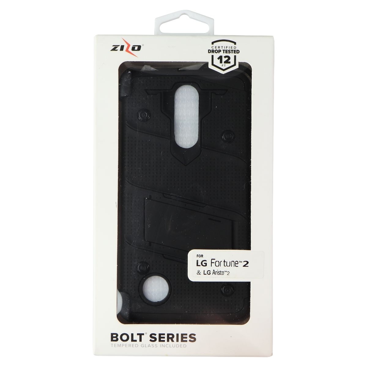 Zizo Bolt Series Case And Holster For LG Fortune 2 / Aristo 2 - Black (Refurbished)