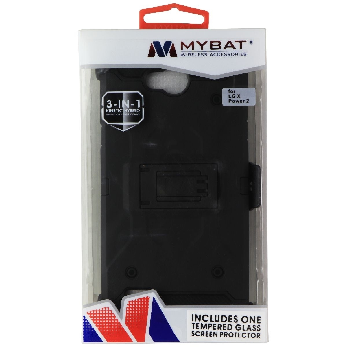 MyBat 3-in-1 Kinetic Hybrid Case W/ Tempered Glass For LG X Power 2 - Black (Refurbished)