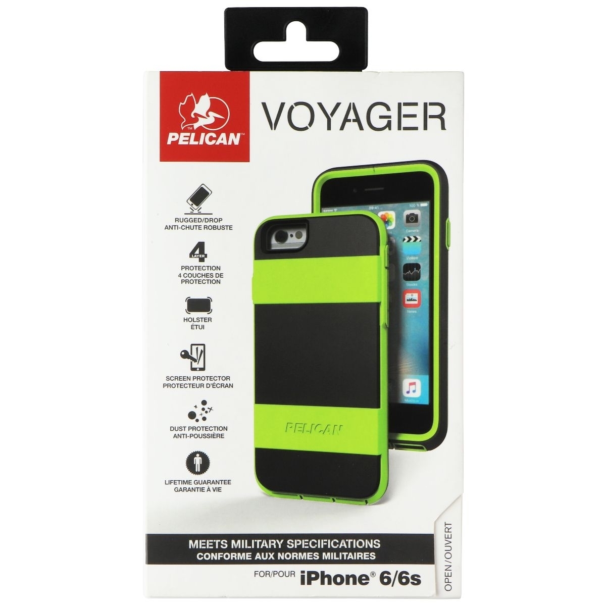 Pelican Voyager Series Case And Holster For IPhone 6/6s - Gray/Neon Green (Refurbished)