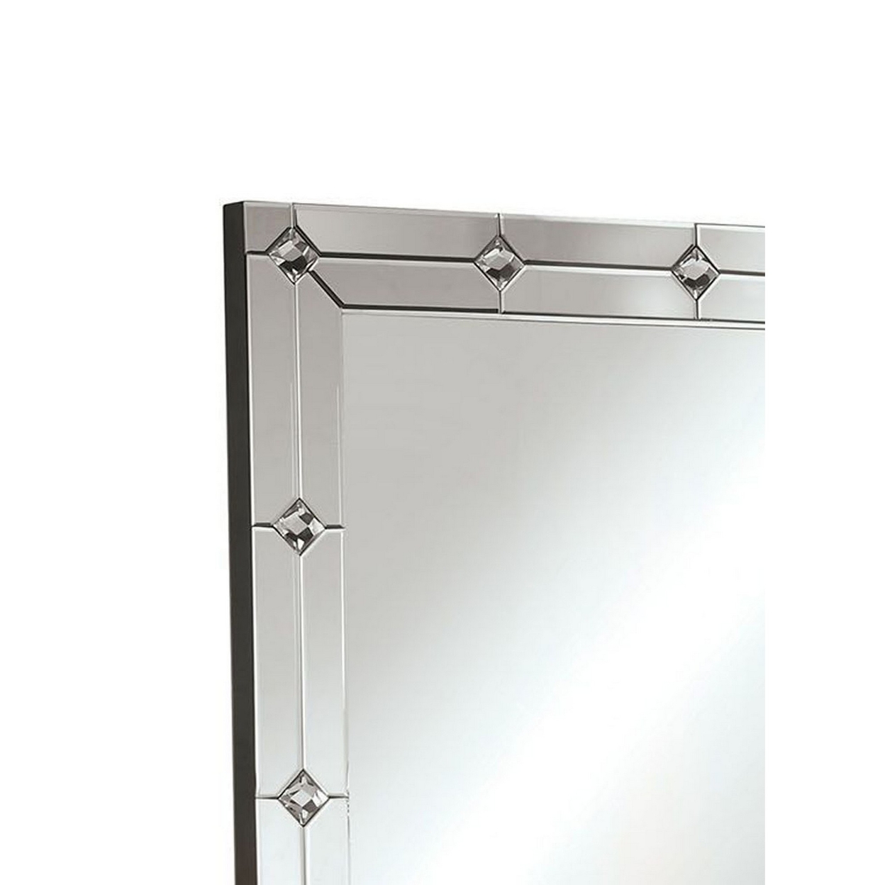 Rectangular Wall Accent Mirror In Mirrored Frame- Saltoro Sherpi