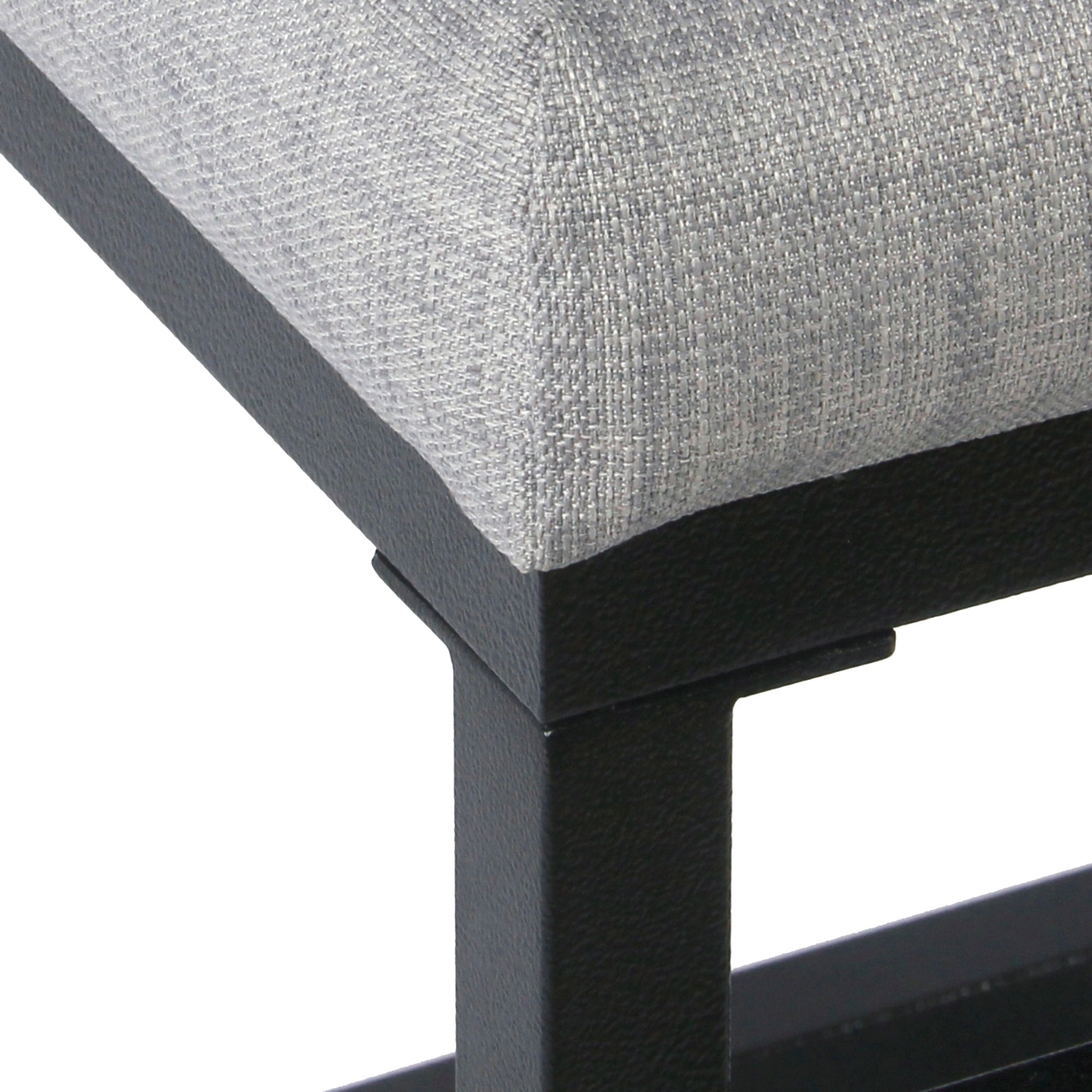 Open Back Metal Counter Stool With Fabric Upholstered Padded Seat, Gray And Black- Saltoro Sherpi