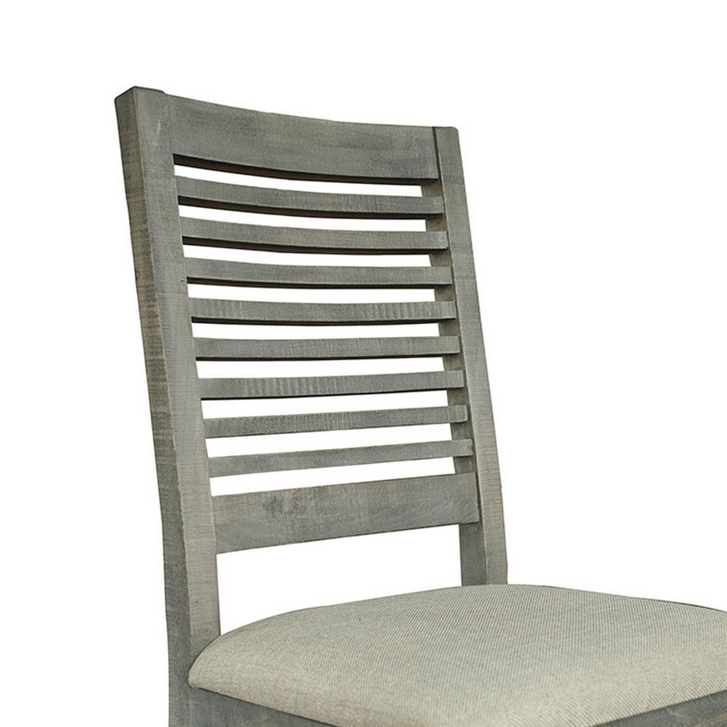 Suga 22 Inch Dining Chair, Set Of 2, Ladder Back, Solid Pine Wood, Gray- Saltoro Sherpi