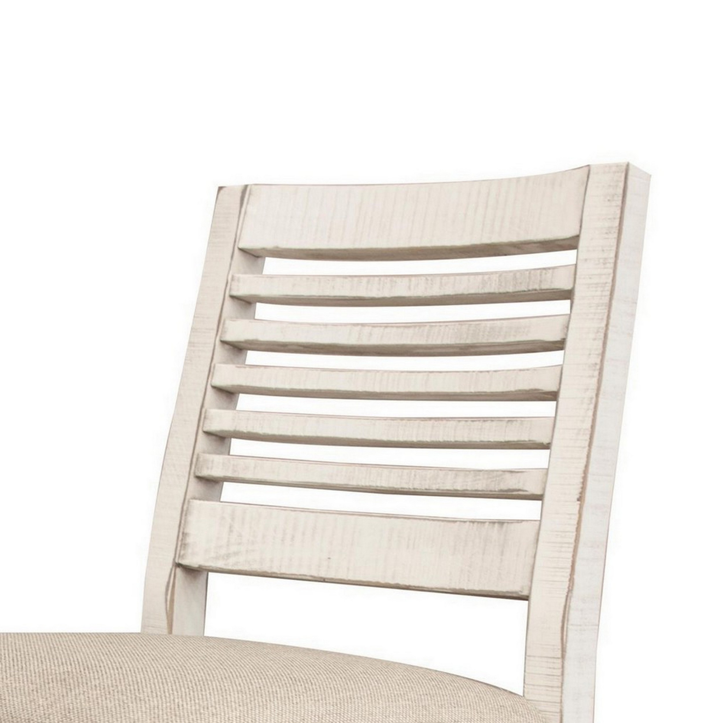 Suga 24 Inch Counter Height Chair, Set Of 2, Turned Legs, Ivory Pine Wood- Saltoro Sherpi