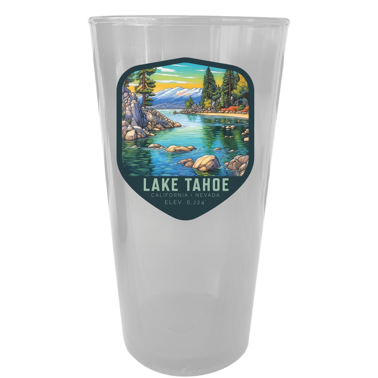 Lake Tahoe California Souvenir Plastic 16 Oz Pint Clear - Clear,,4-Pack