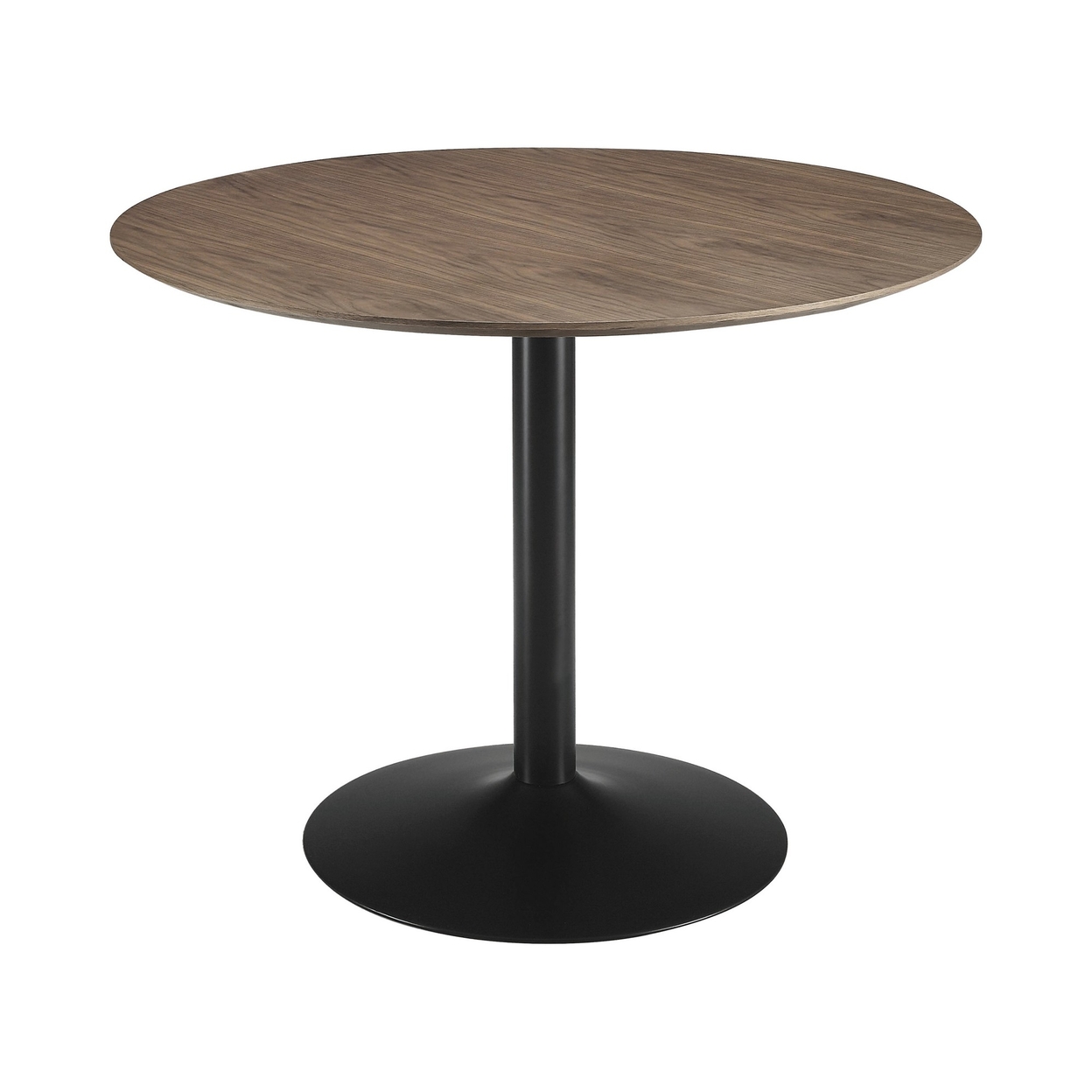 30 Inch Round Wooden Top Modern Dining Table, Black And Brown- Saltoro Sherpi